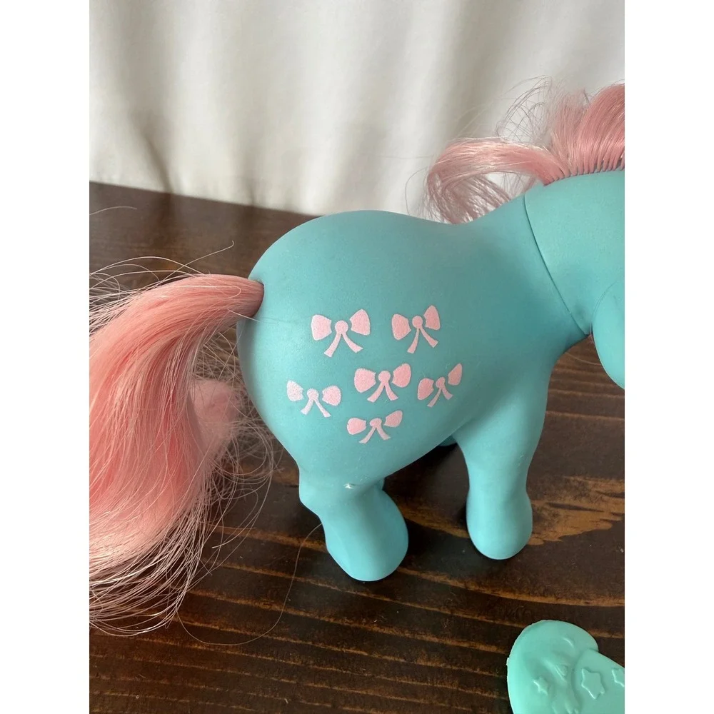 Vintage 1983 My Little Pony G1 Bow Tie Aqua Blue Pink Hair with Comb Hasbro‎